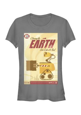 Disney Pixar Women's Cleaning the Earth Poster Graphic T-Shirt, Grey, Small