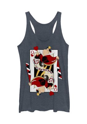 Junior's Officially Licensed Disney Alice in Wonderland Tank Top, Navy Blue, Medium
