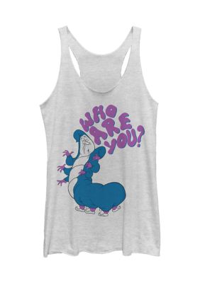 Junior's Officially Licensed Disney Alice in Wonderland Tank Top, White, Medium