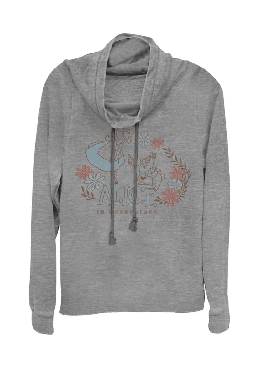 Juniors Licensed Disney Alice And Rabbit Pullover Top