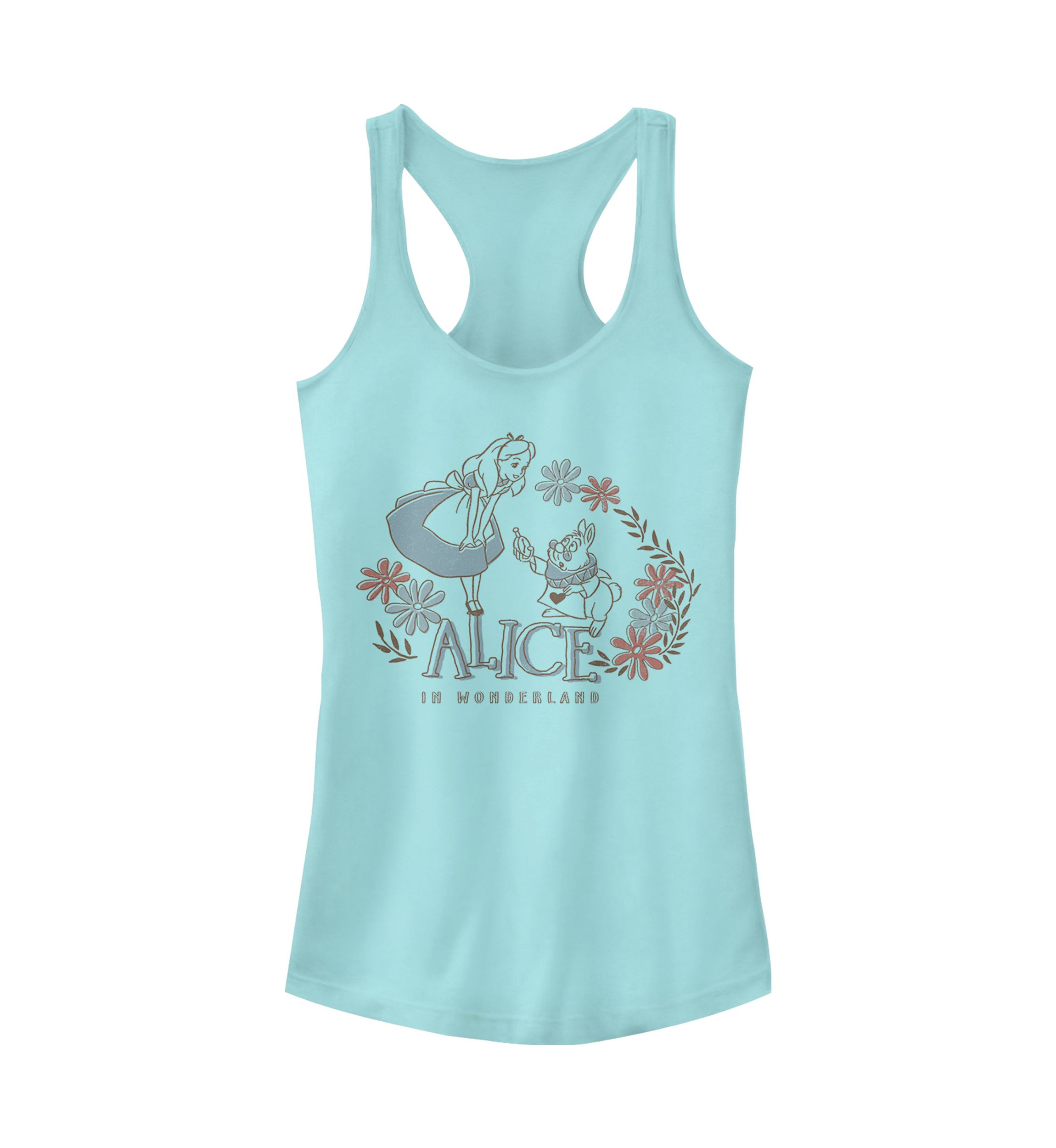 Juniors Licensed Disney Alice And Rabbit Tank Top