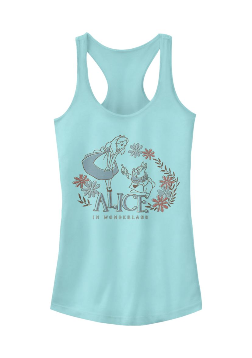 Juniors Licensed Disney Alice And Rabbit Tank Top