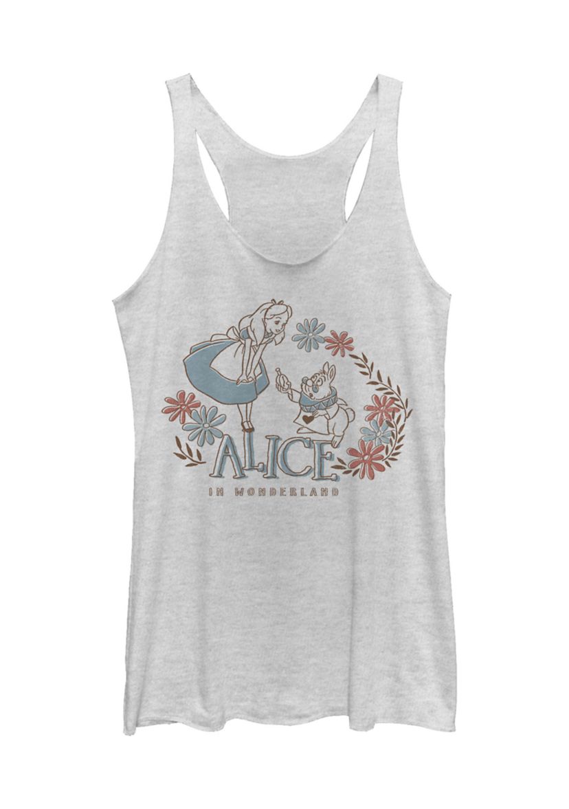 Juniors Licensed Disney Alice And Rabbit Tank Top