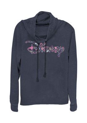 Women's Junior's Licensed Disney Floral Fill Pullover Top, Navy Blue, XXL