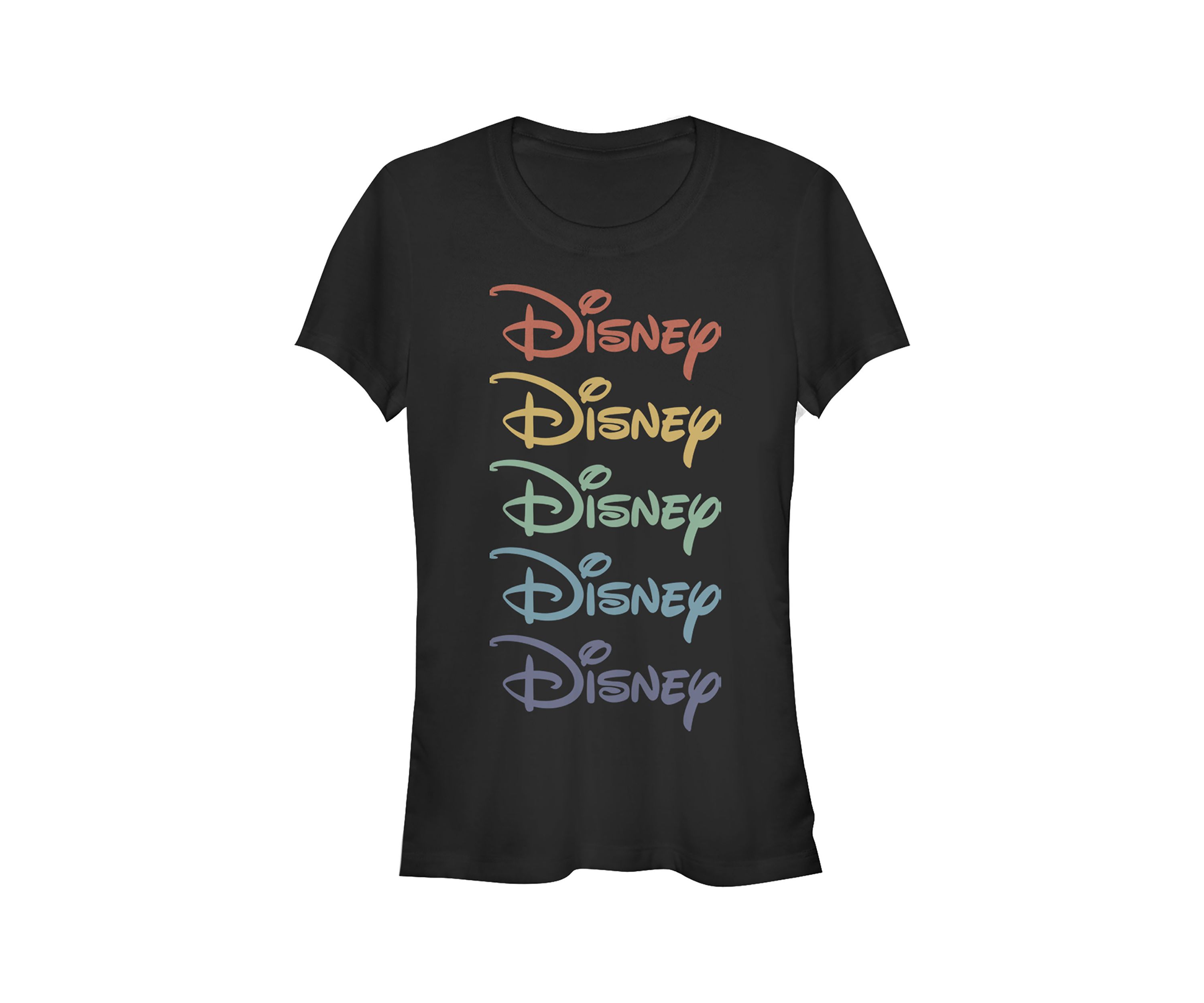 Juniors Licensed Disney Rainbow Stacked T-Shirt