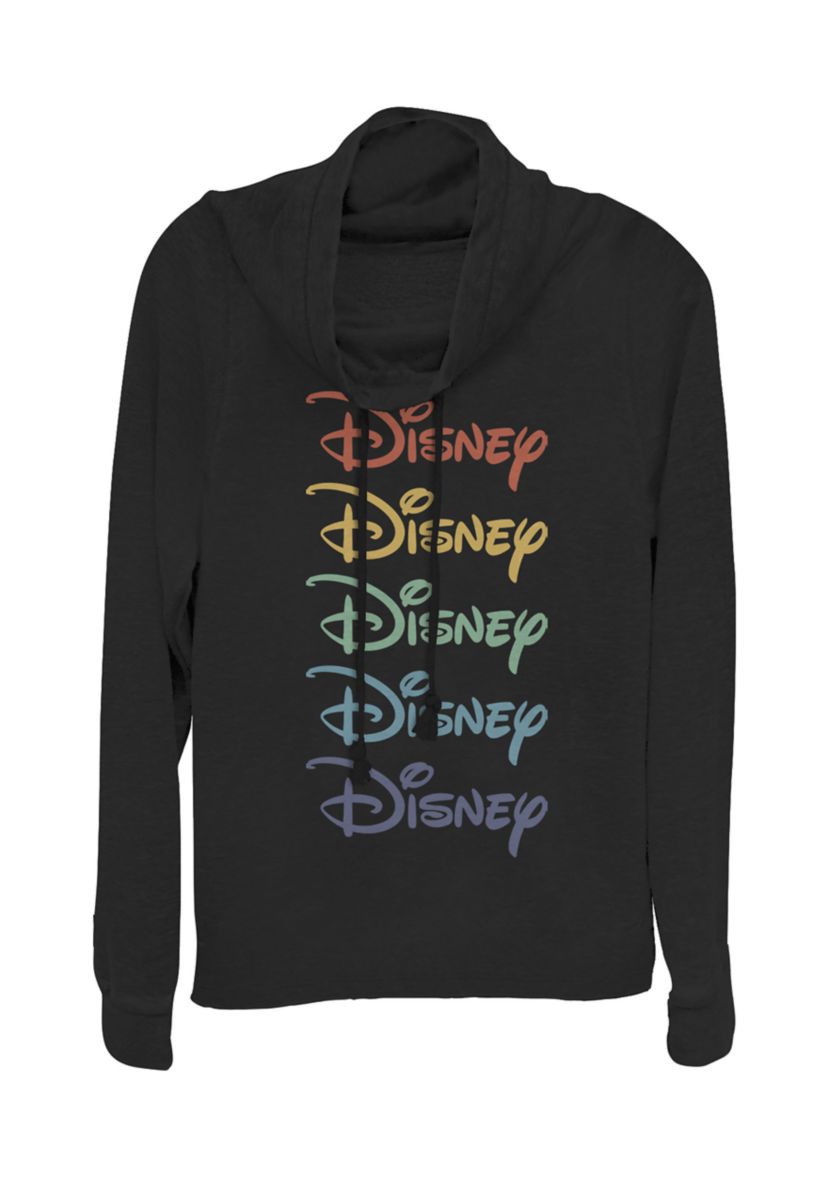 Juniors Licensed Disney Rainbow Stacked Pullover Top