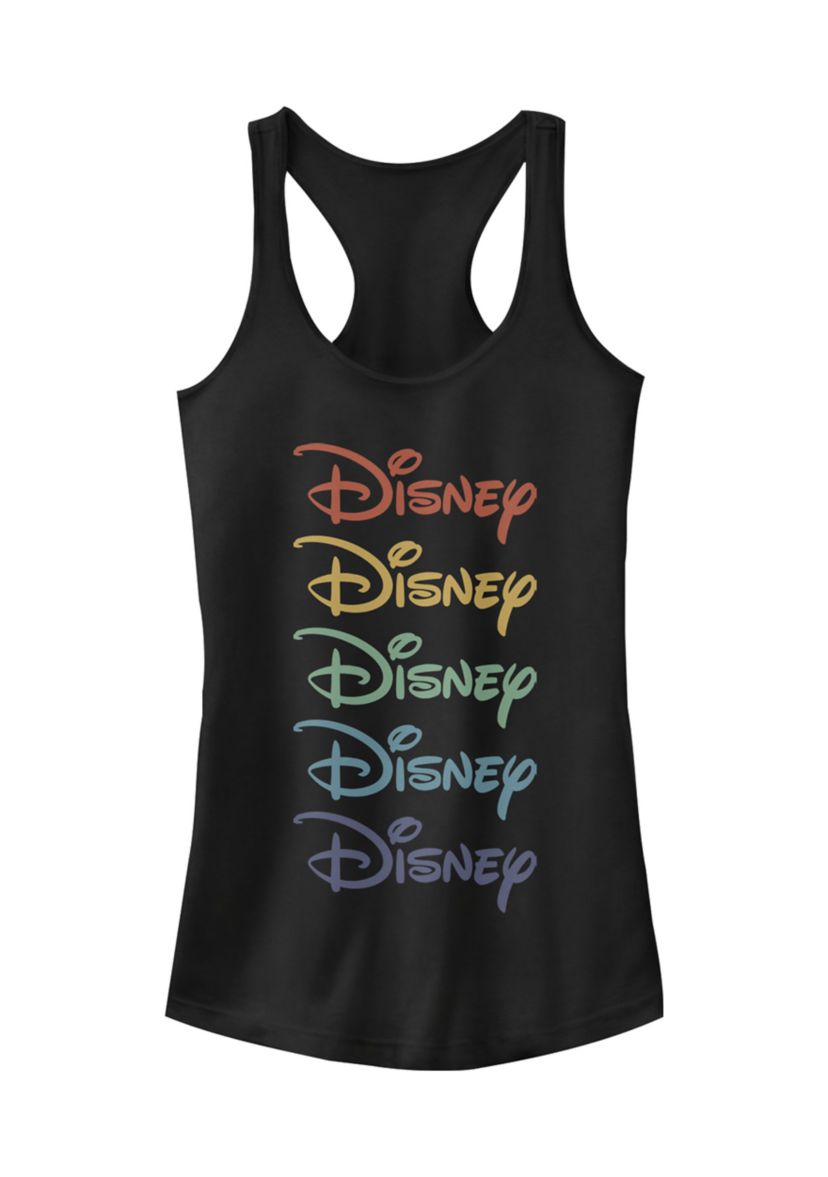 Juniors Licensed Disney Rainbow Stacked Tank Top