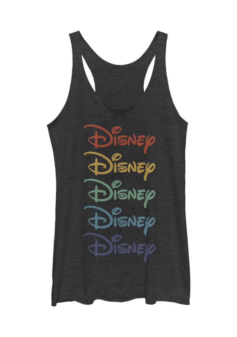 Juniors Licensed Disney Rainbow Stacked Tank Top