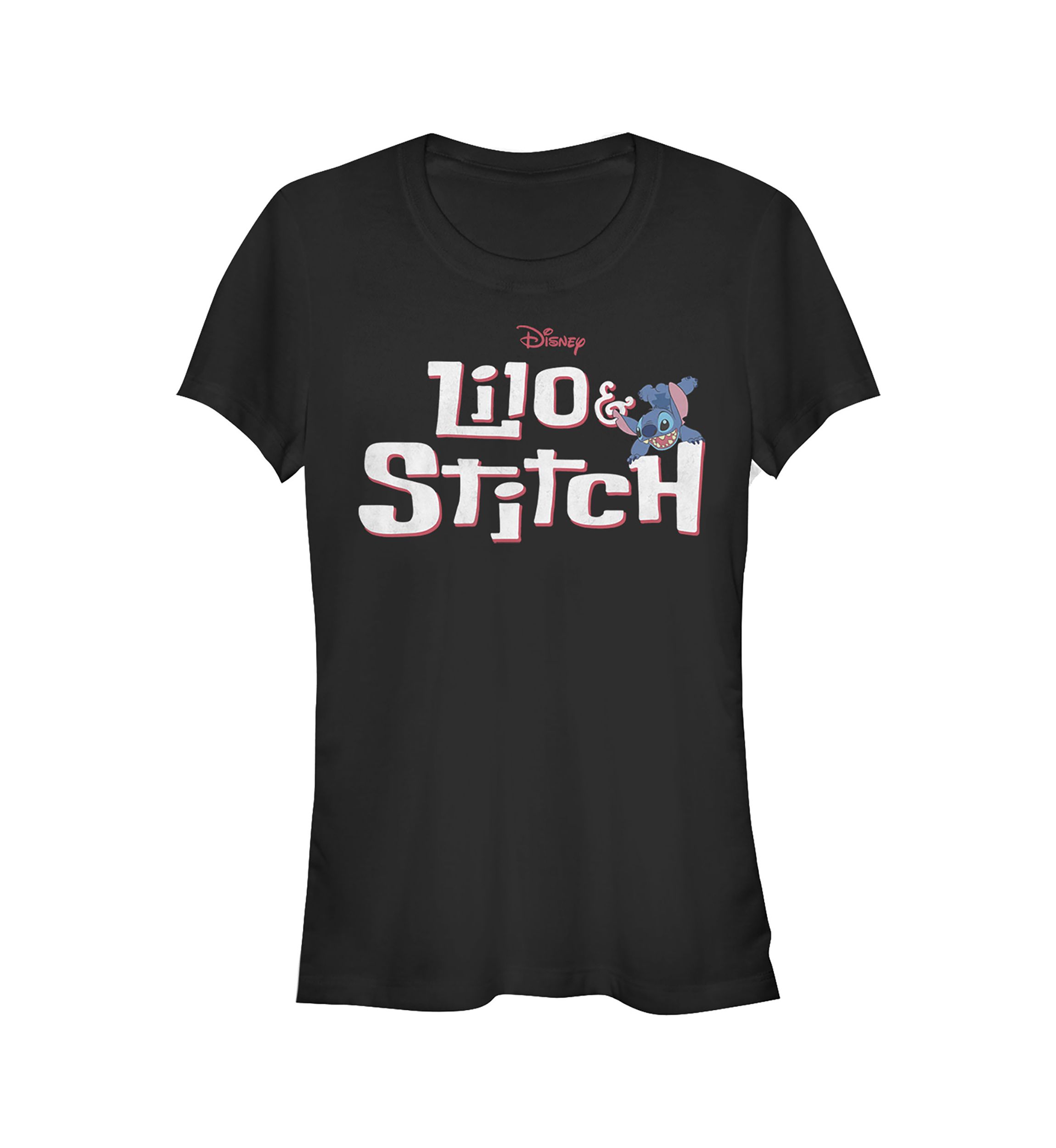 Juniors Licensed Disney Stitch With Logo T-Shirt