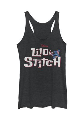 Women's Junior's Licensed Disney Stitch With Logo Tank Top, Black, XXL