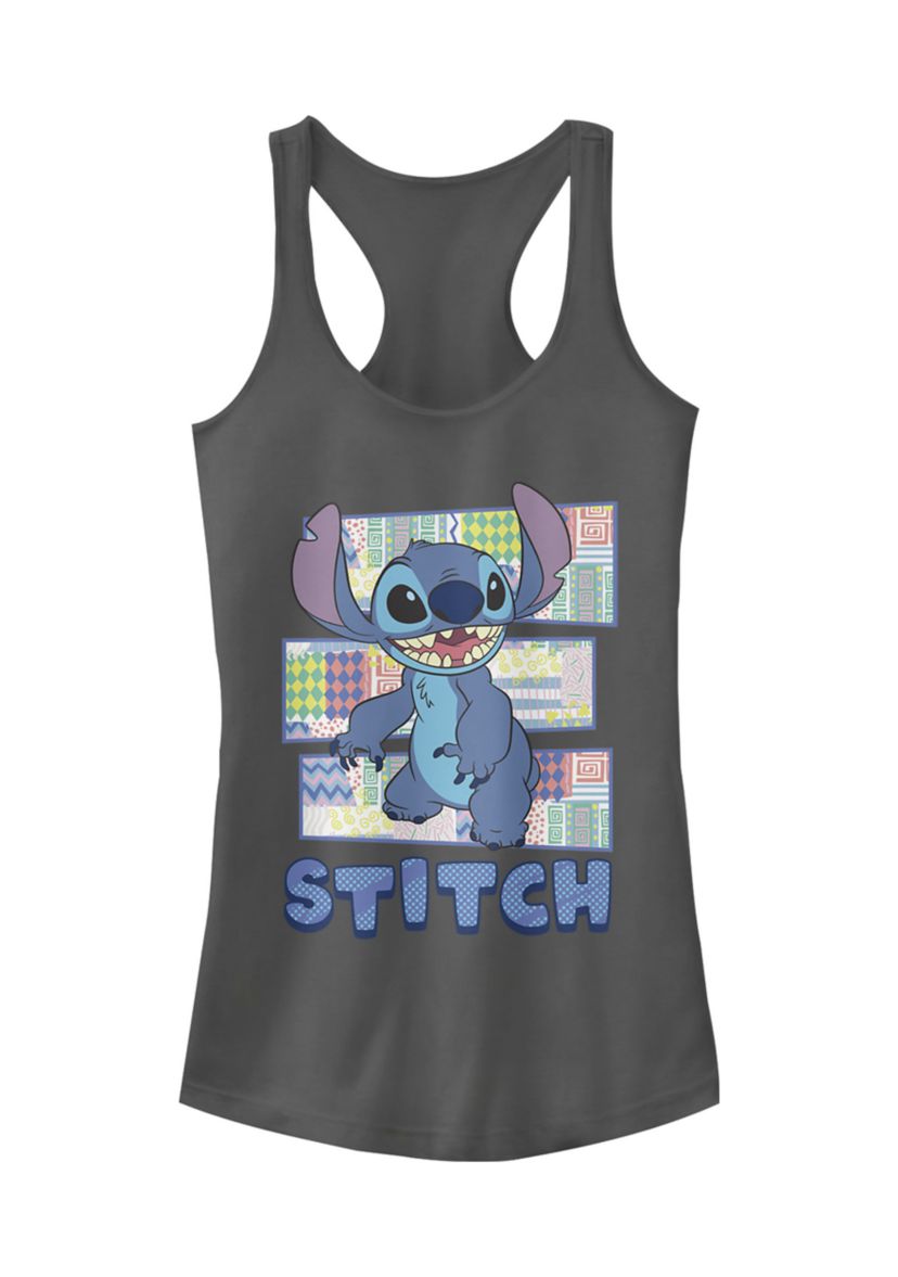 Juniors Licensed Disney Stitch Character Shirt With Pattern Tank Top