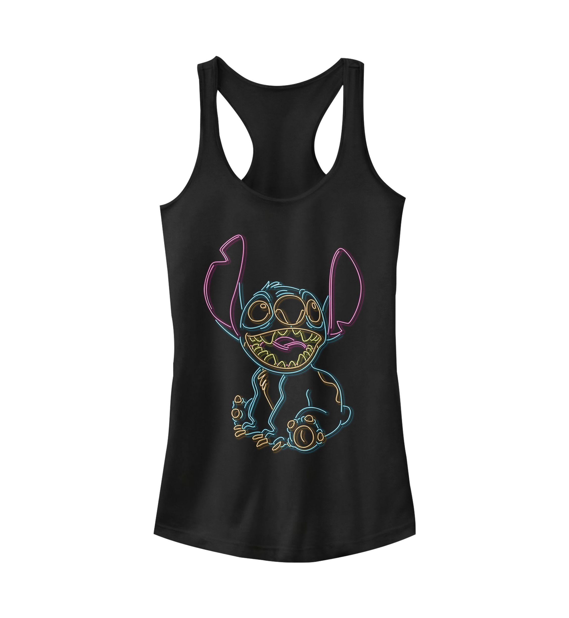 Juniors Licensed Disney Neon Stitch Tank Top