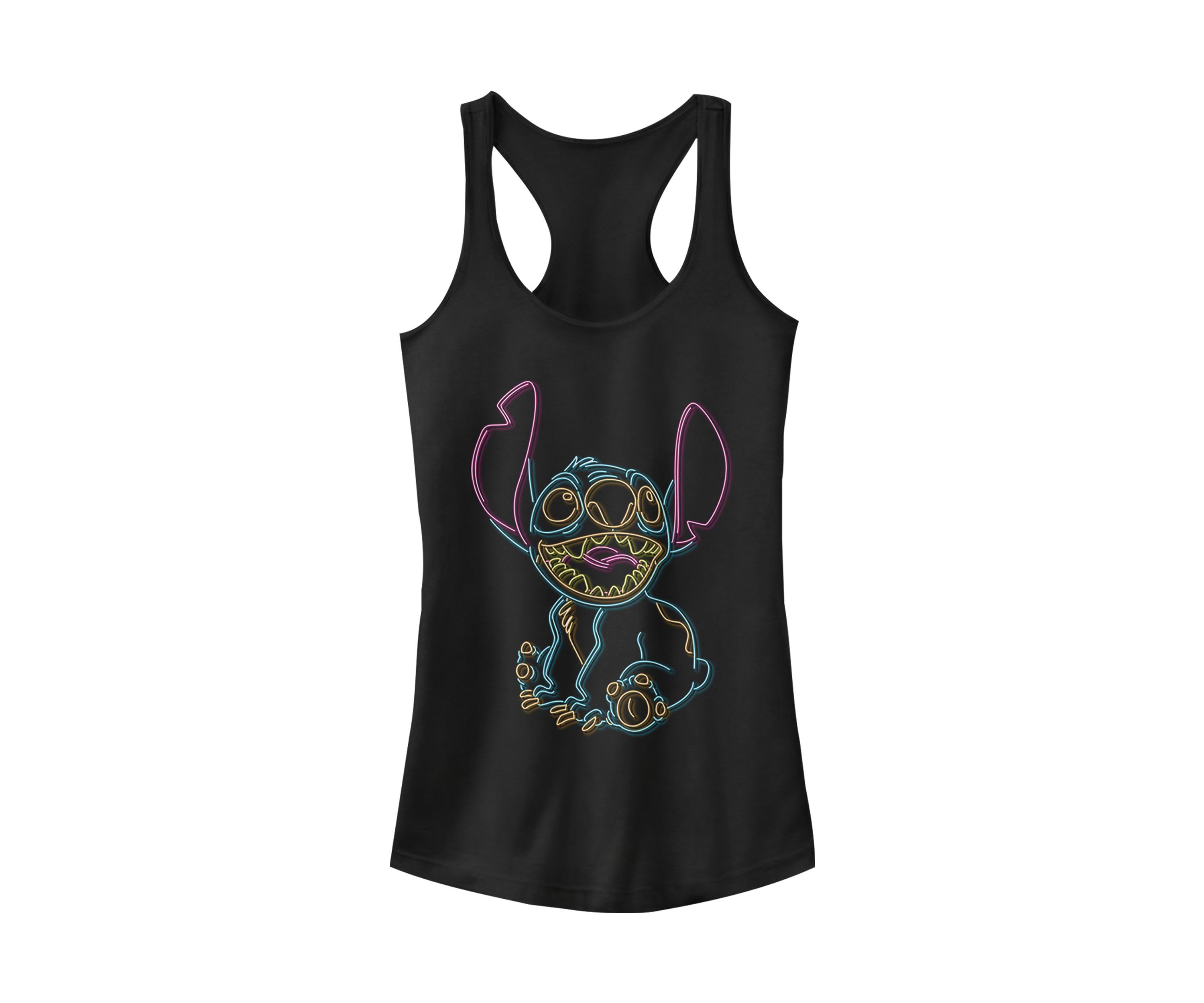 Juniors Licensed Disney Neon Stitch Tank Top