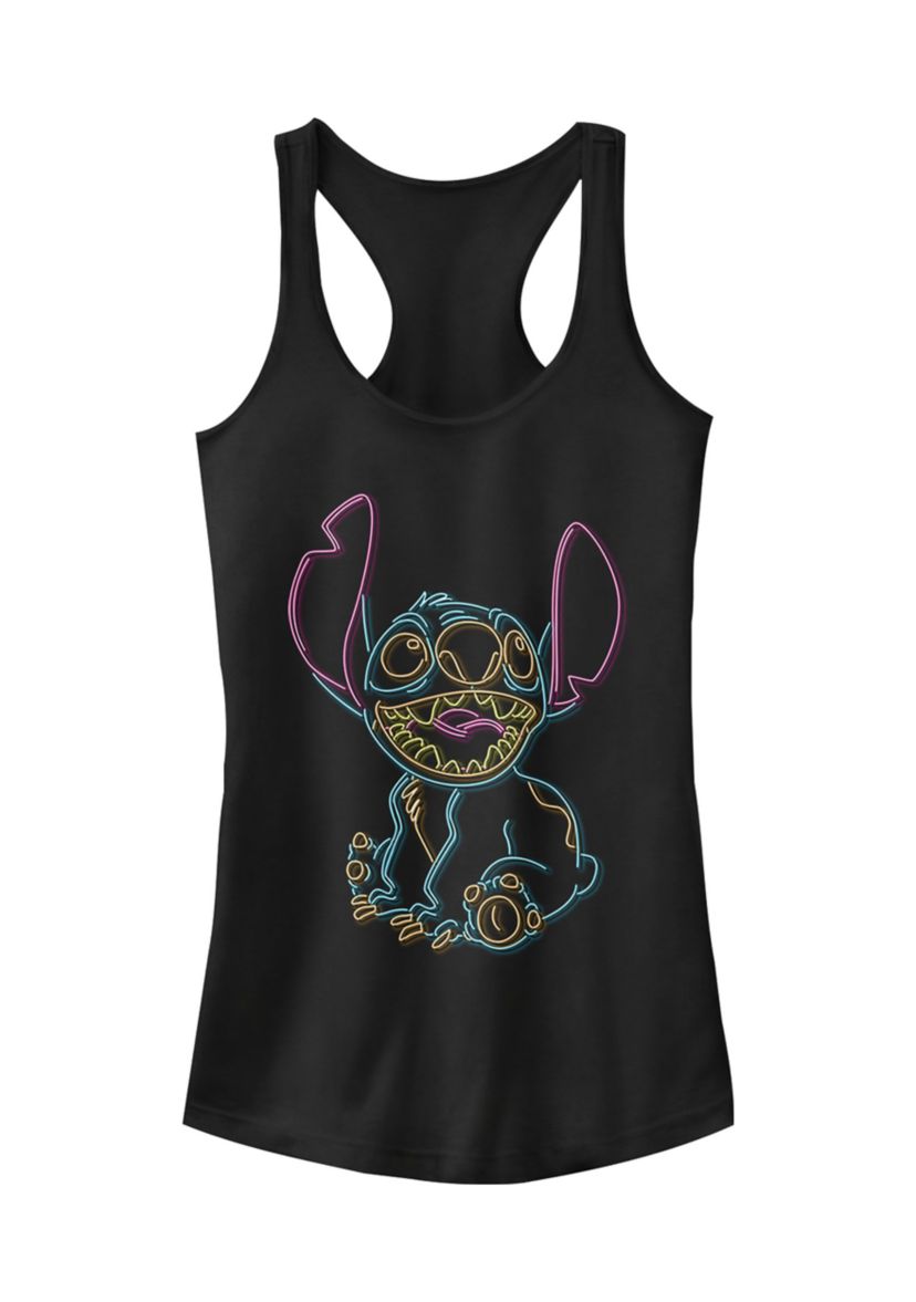 Juniors Licensed Disney Neon Stitch Tank Top