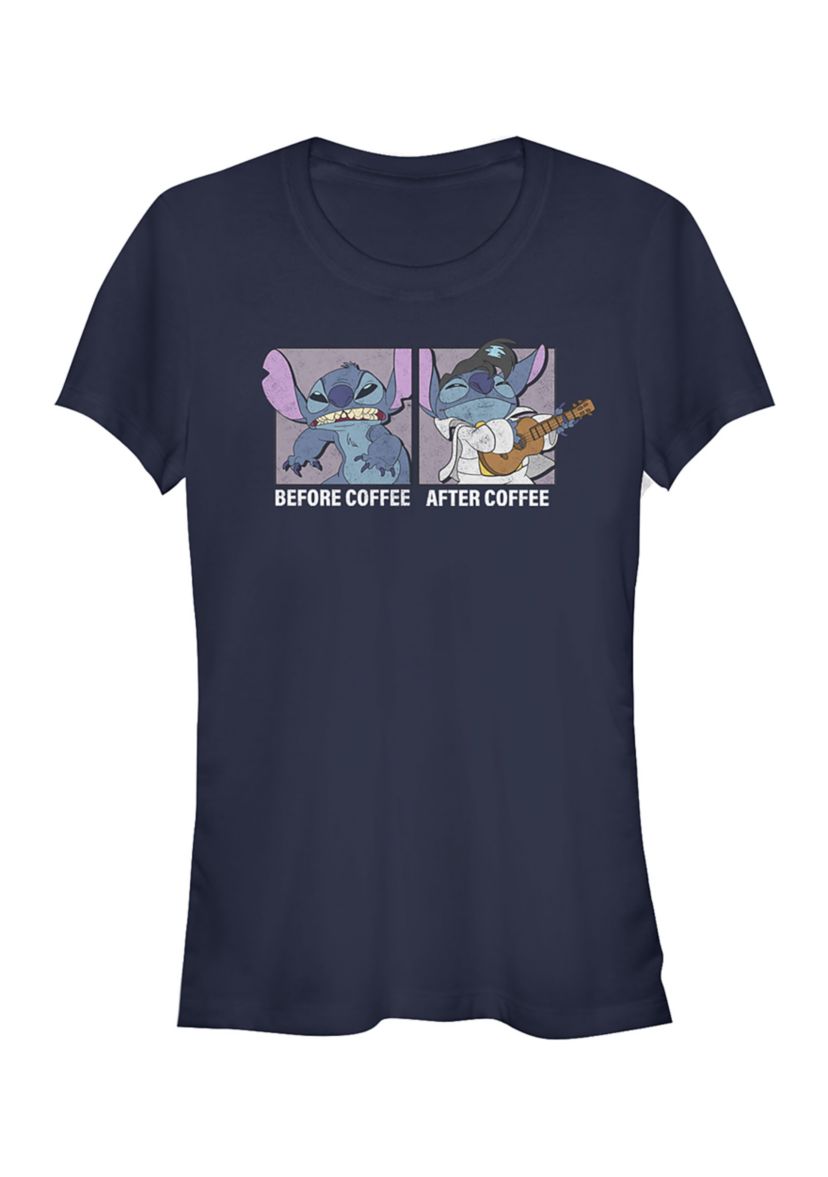 Juniors Licensed Disney Stitch Coffee T-Shirt