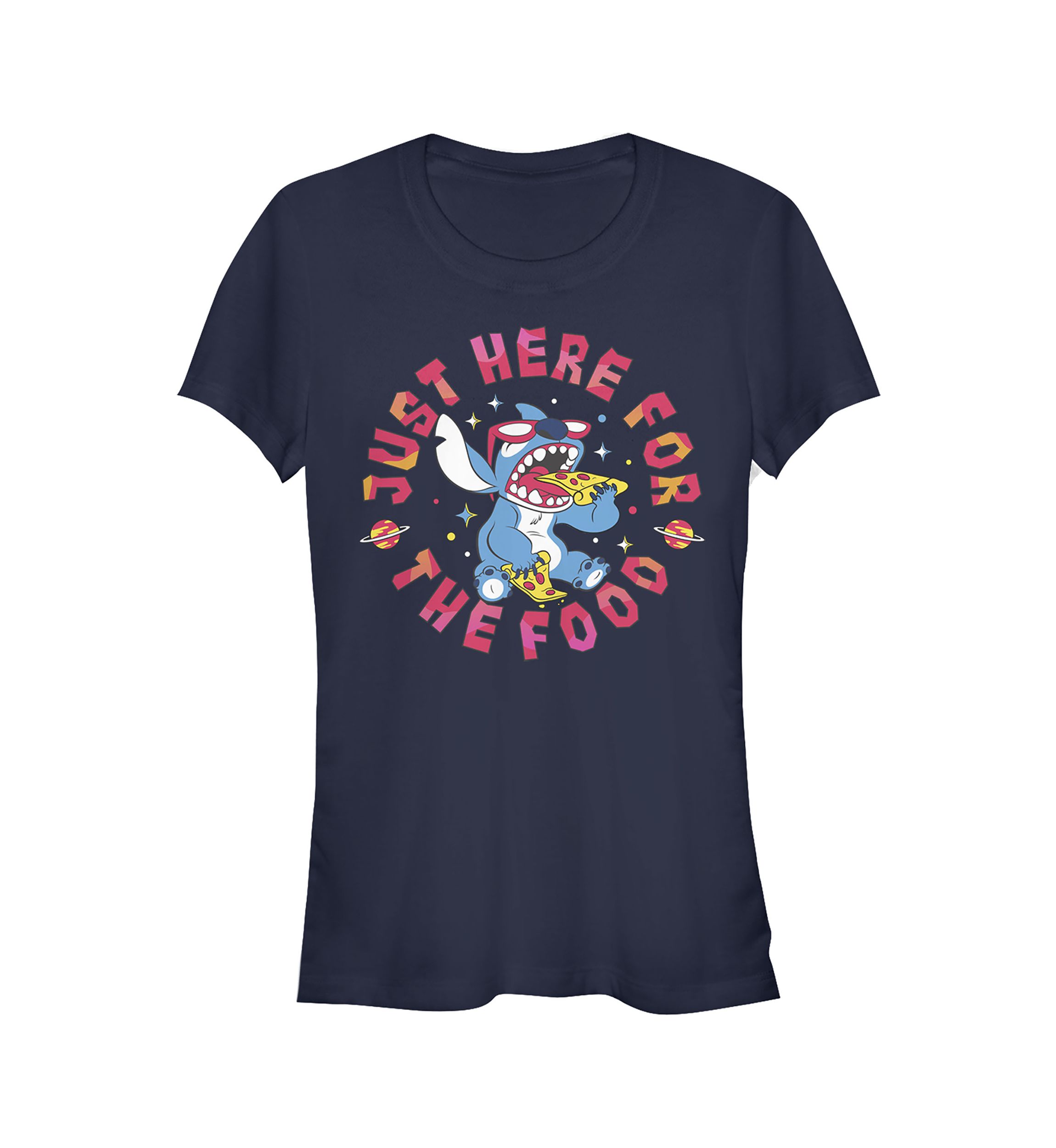 Juniors Licensed Disney Stitch Pizza T-Shirt