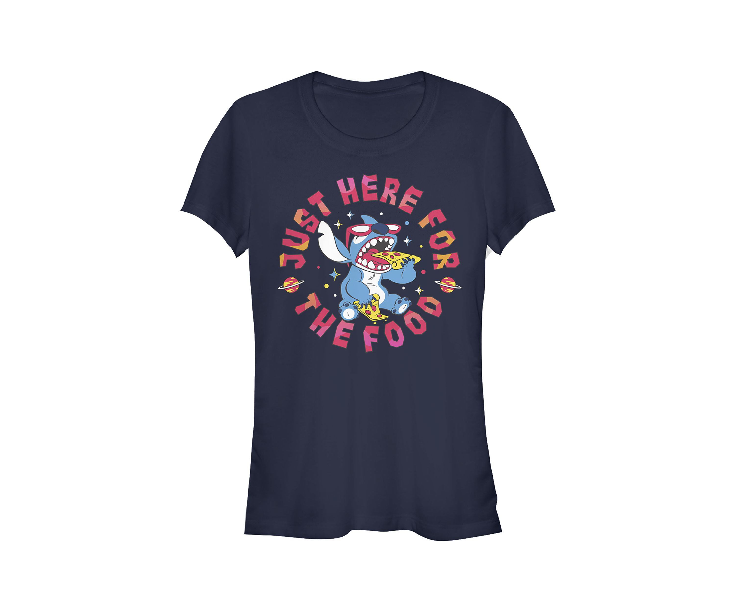 Juniors Licensed Disney Stitch Pizza T-Shirt