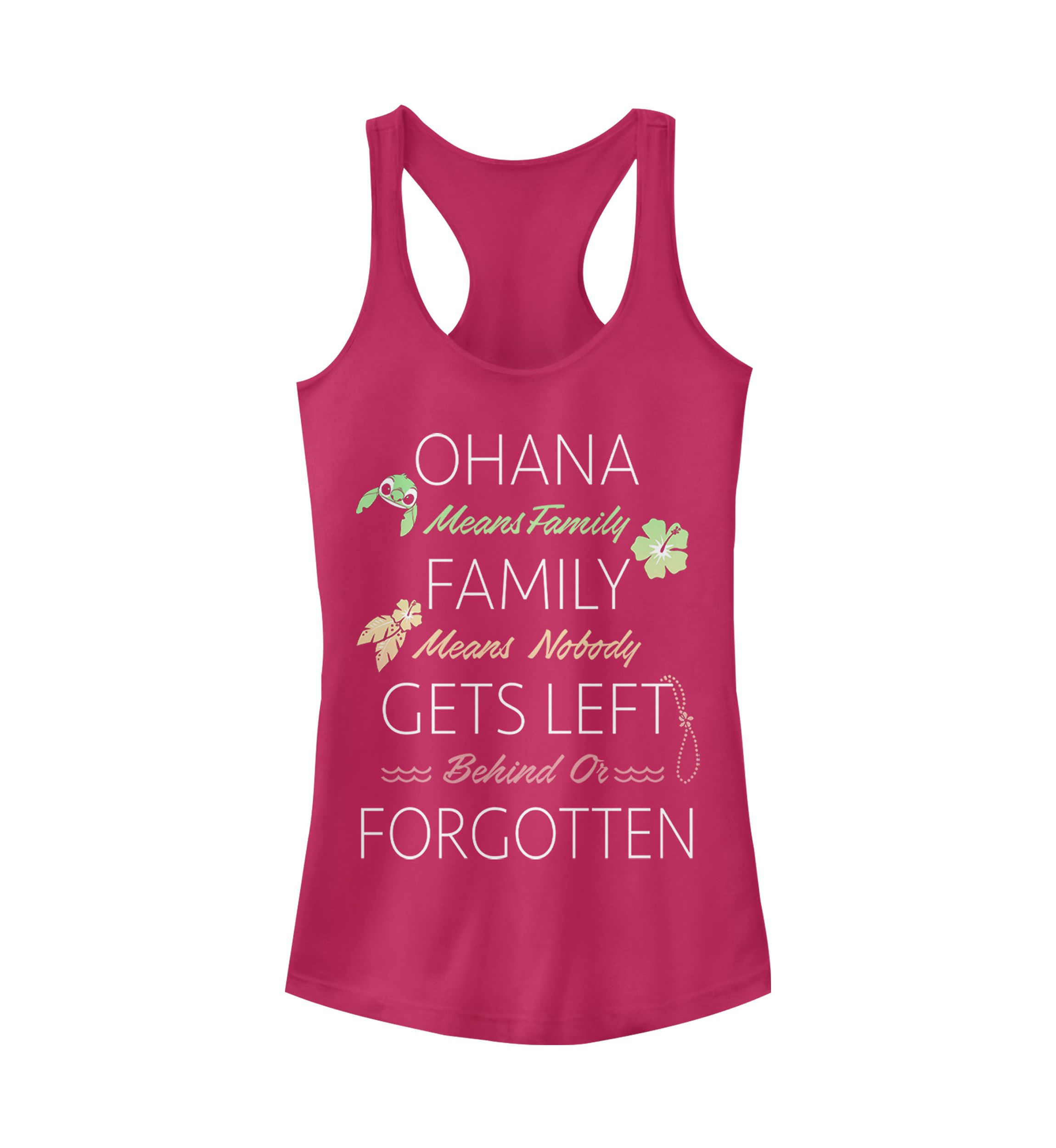 Juniors Licensed Disney Ohana Family Quoted Tank Top