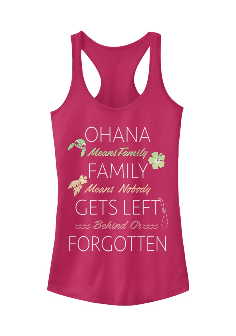 Juniors Licensed Disney Ohana Family Quoted Tank Top