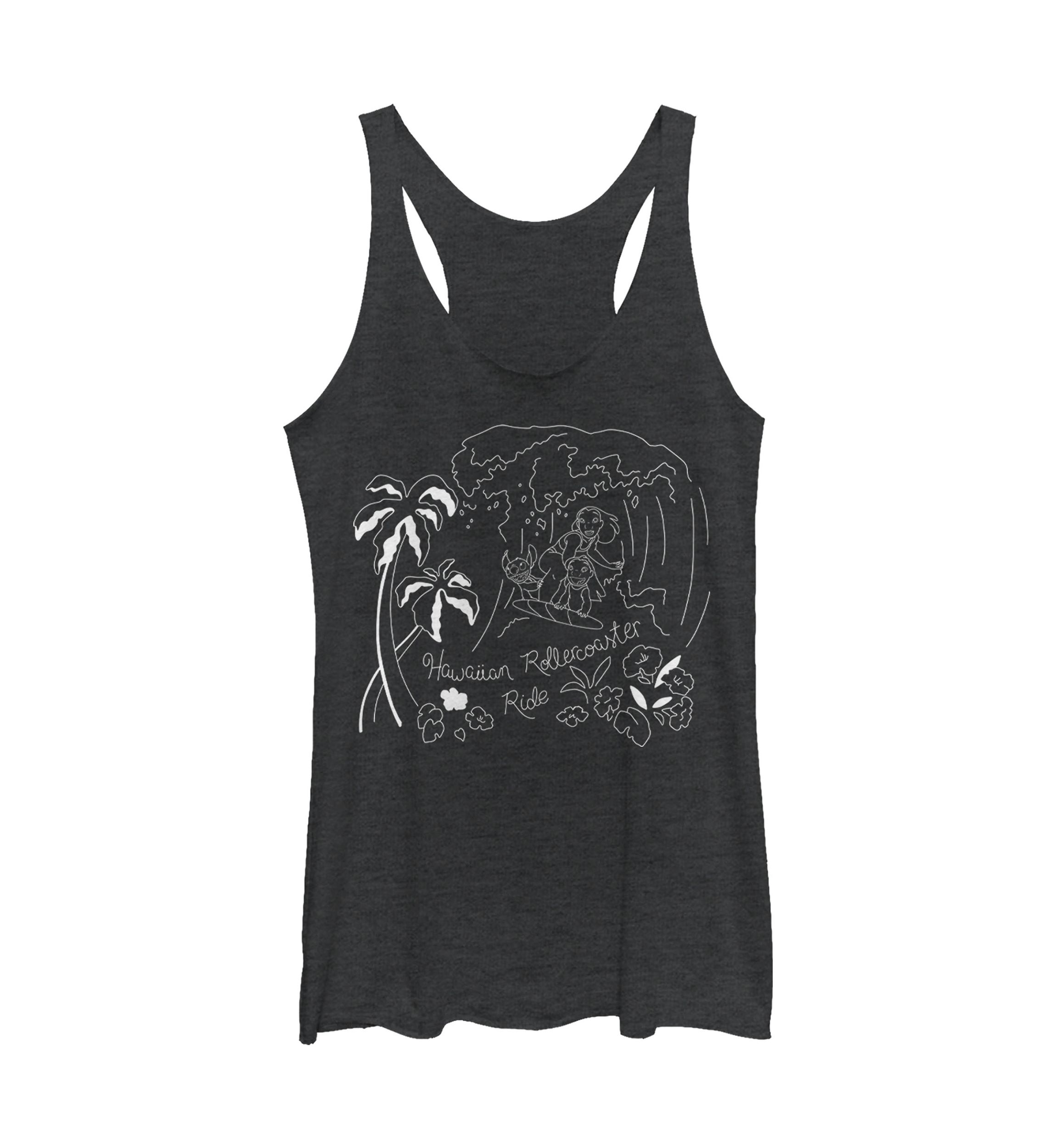 Juniors Licensed Disney Stitch Surf Line Art Tank Top