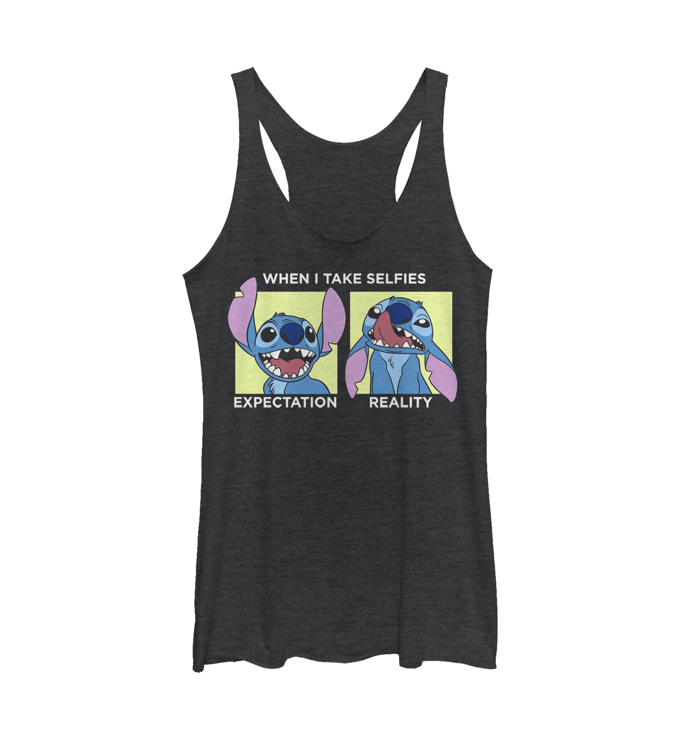Juniors Licensed Disney Stitch Selfie Tank Top