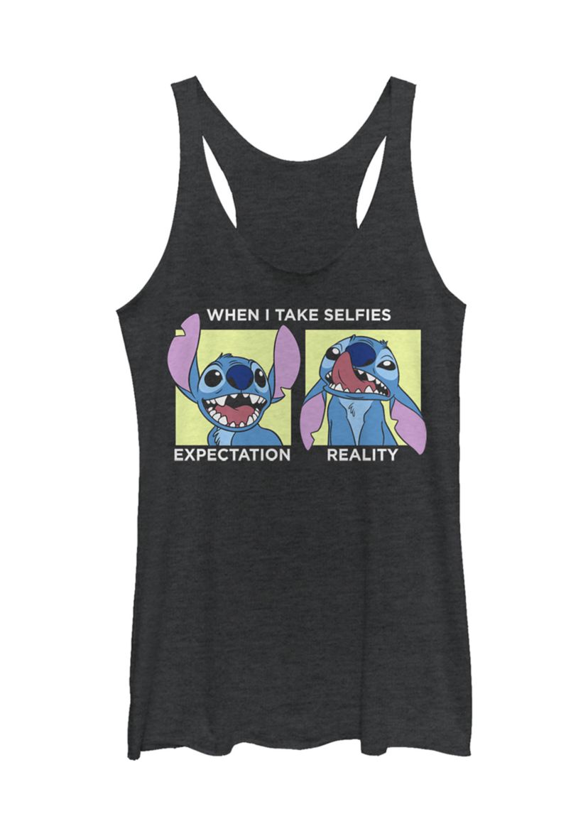 Juniors Licensed Disney Stitch Selfie Tank Top
