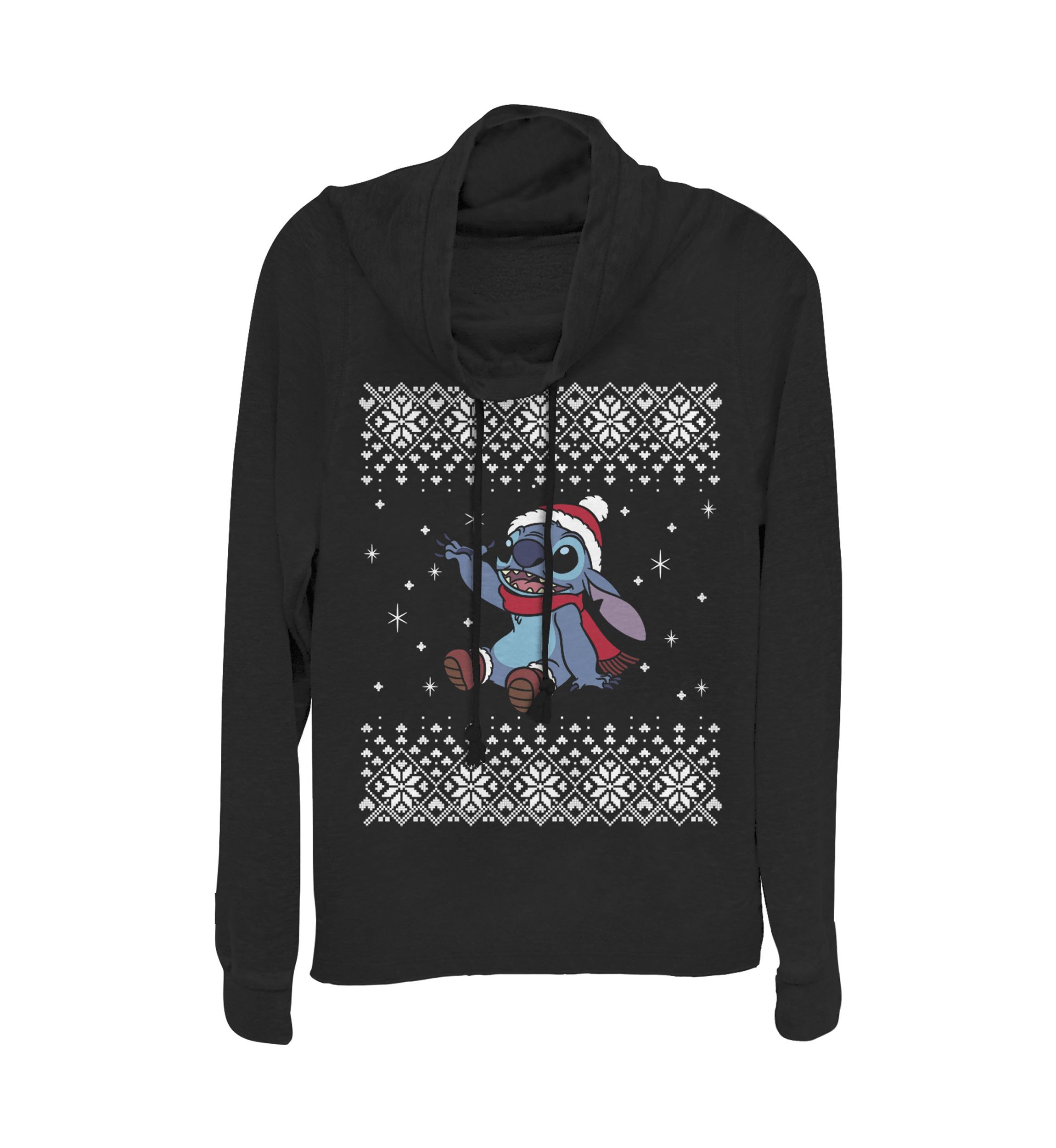 Juniors Licensed Disney Stitch Christmas Front Pullover Top