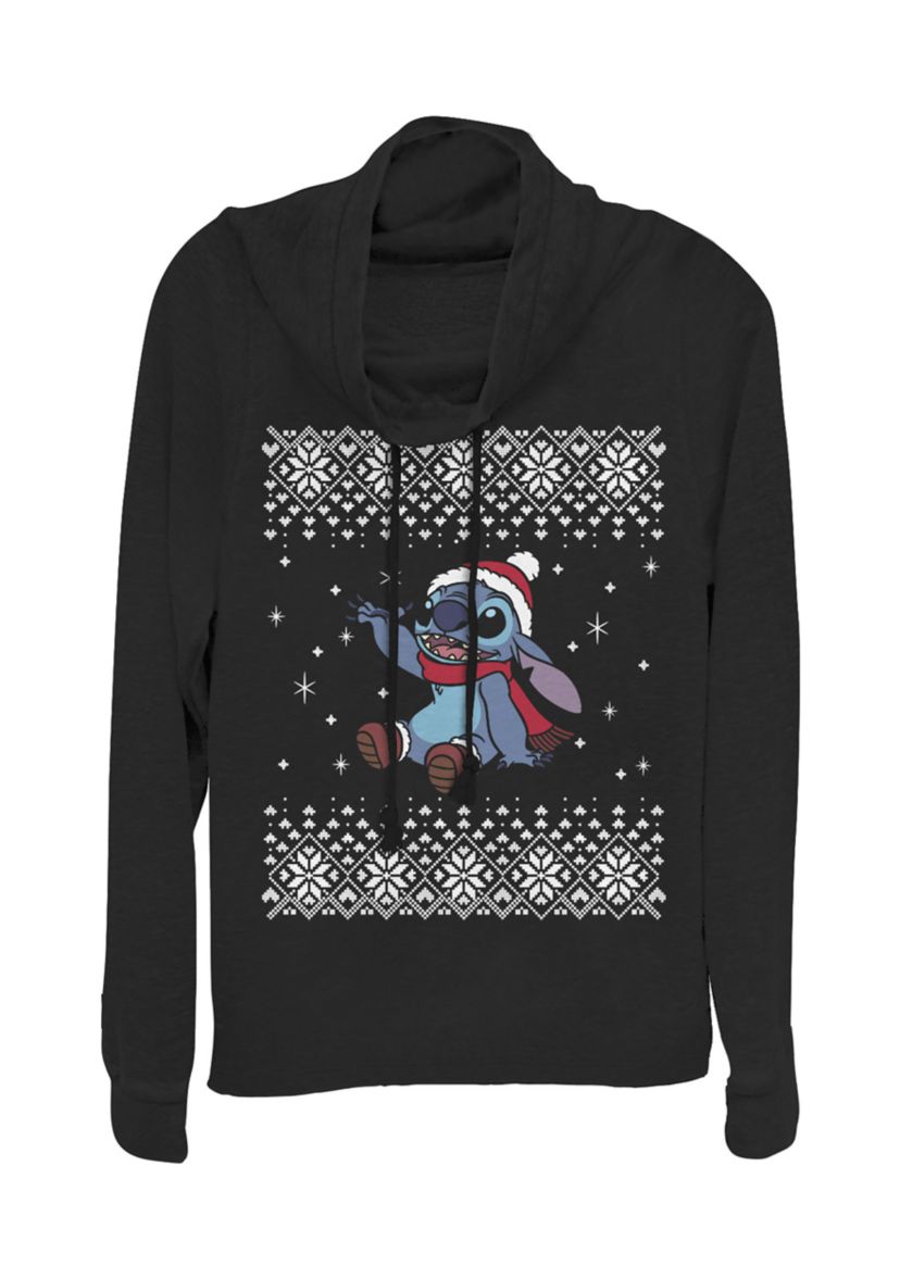 Juniors Licensed Disney Stitch Christmas Front Pullover Top