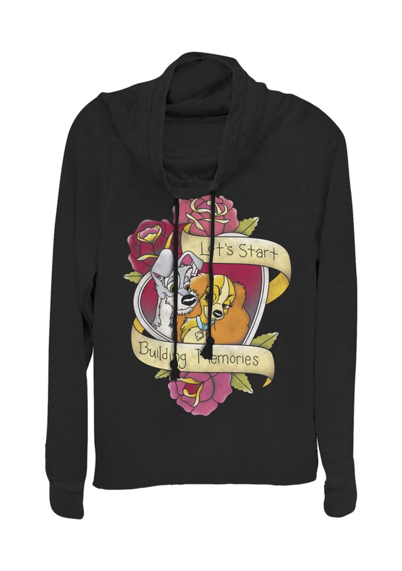 Juniors Licensed Disney Lady Tramp Tatoo Pullover Top