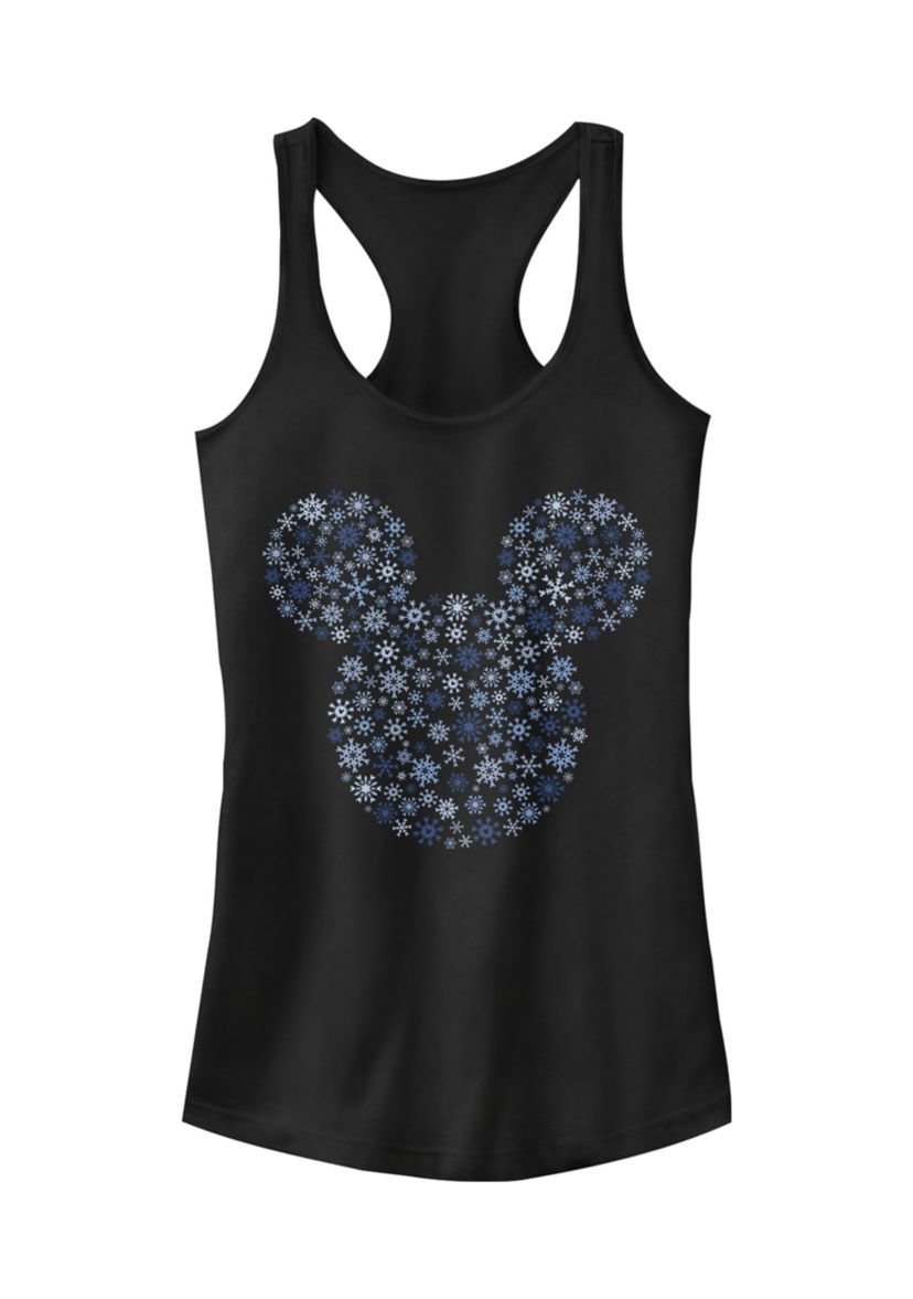 Juniors Licensed Disney Mickey Ear Snowflakes Tank Top