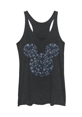 Women's Junior's Licensed Disney Mickey Ear Snowflakes Tank Top