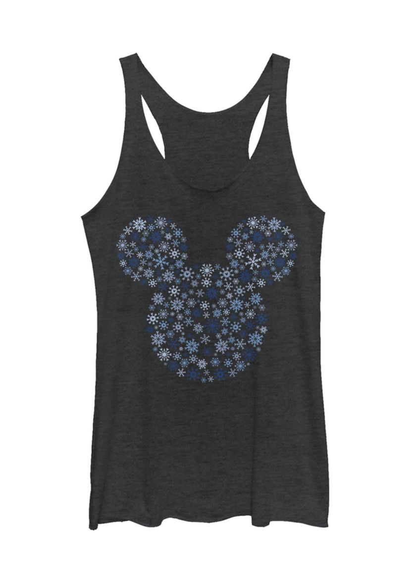 Juniors Licensed Disney Mickey Ear Snowflakes Tank Top