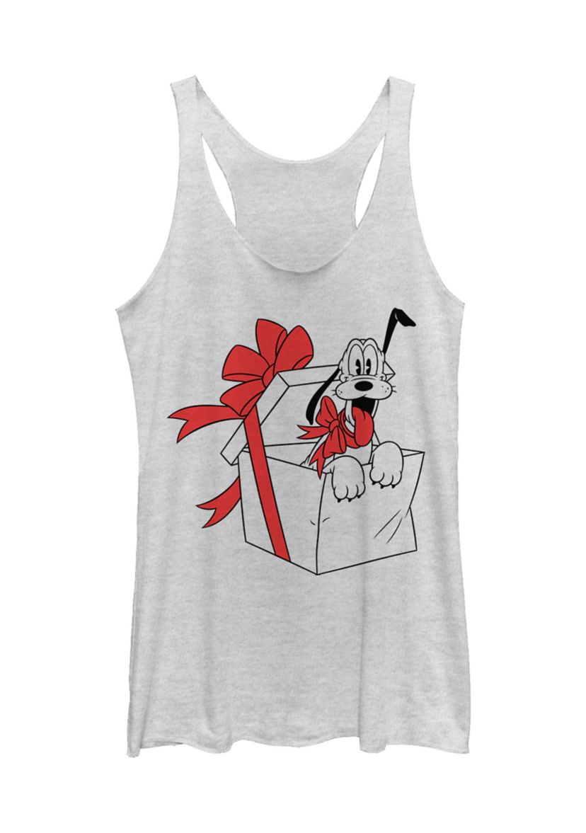 Juniors Licensed Disney Pluto Present Fill Tank Top