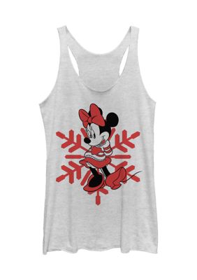 Women's Juniors' Licensed Disney Minnie Snowflake Tank Top, White, XXL