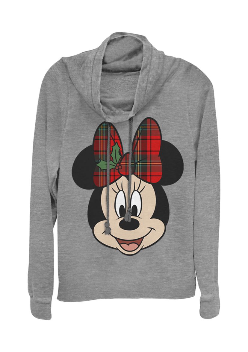 Juniors Licensed Disney Big Minnie Holiday Pullover Top