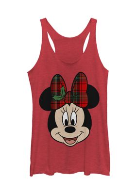 Women's Juniors' Licensed Disney Big Minnie Holiday Tank Top, Red, Small
