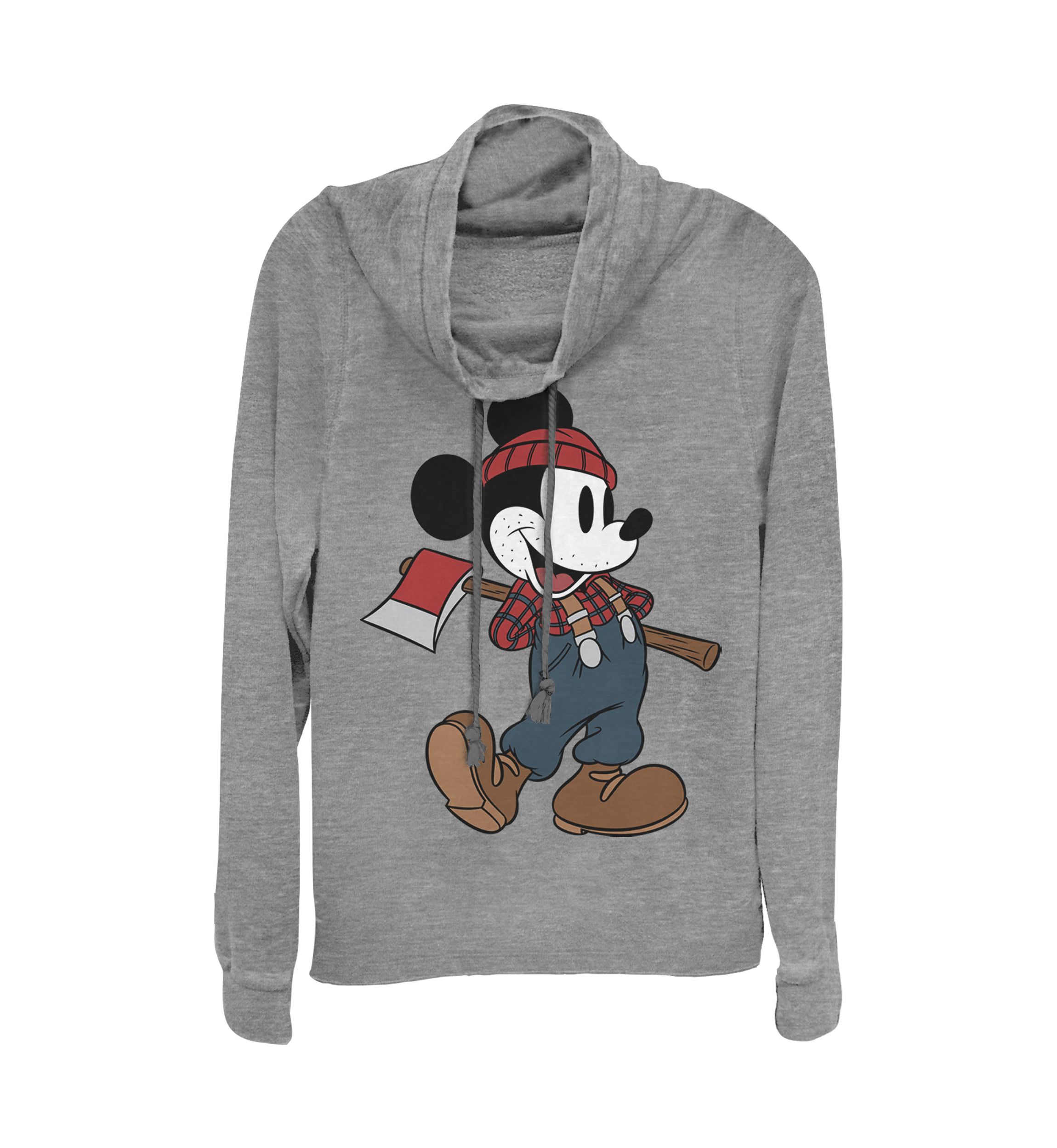 Juniors Licensed Disney Lumberjack Mickey Pullover Top