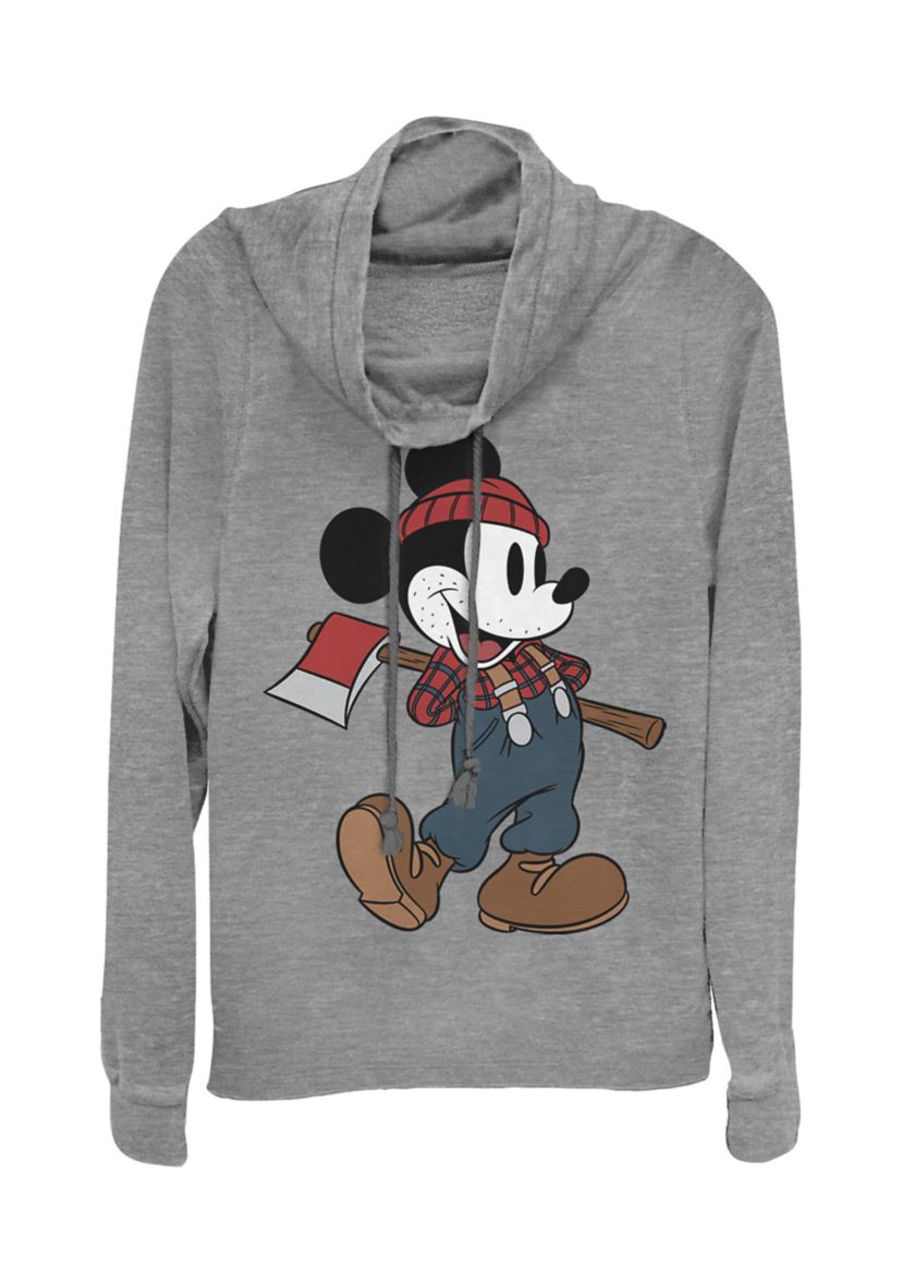 Juniors Licensed Disney Lumberjack Mickey Pullover Top