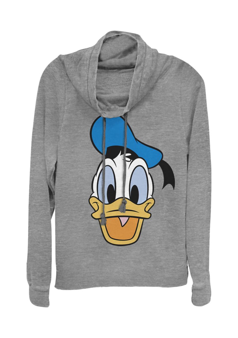 Juniors Licensed Disney Big Face Donald Pullover Top
