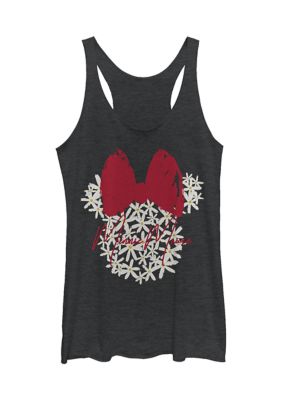 Women's Juniors' Licensed Disney Floral Minnie Tank Top, Black, XSmall