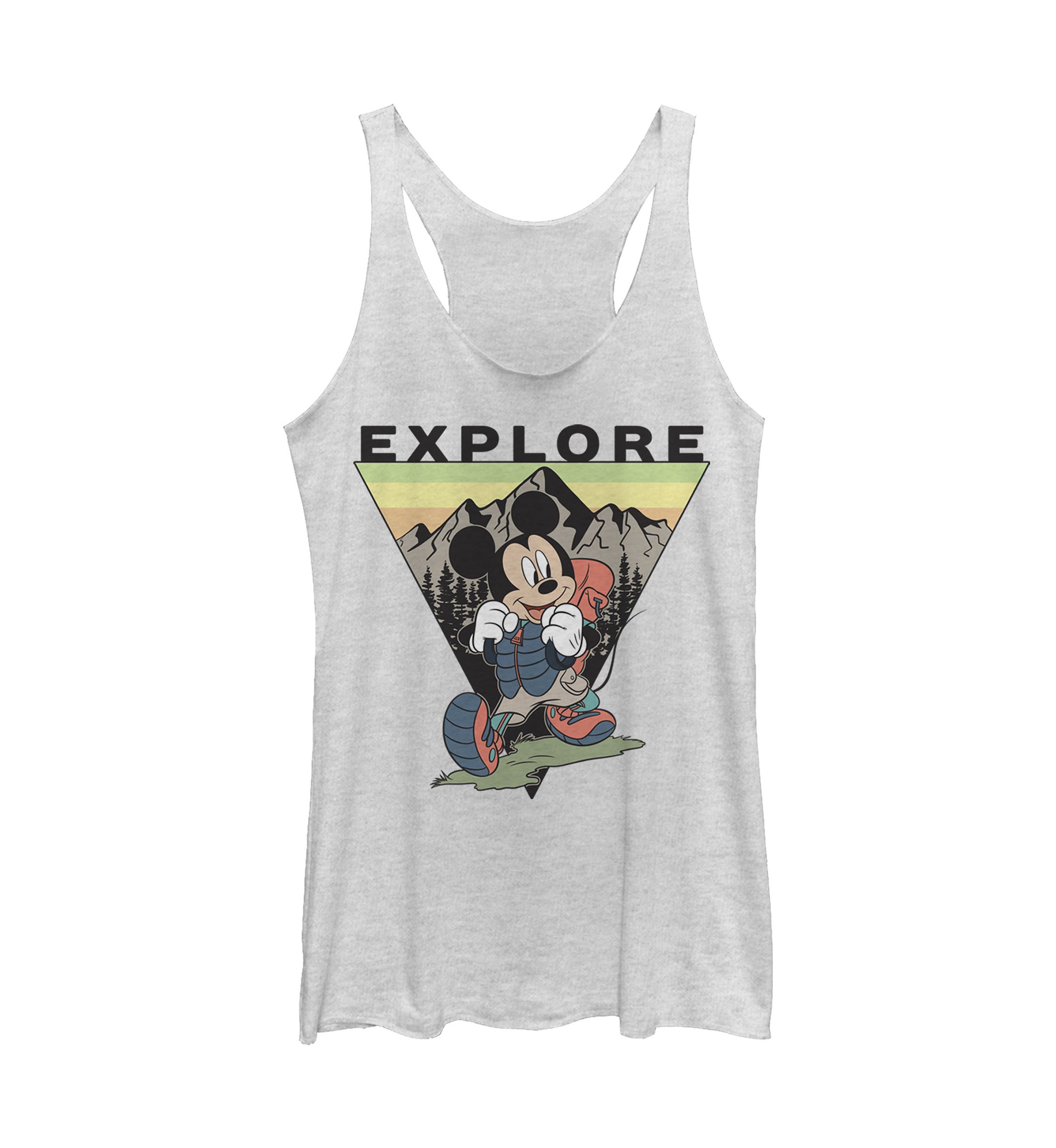 Juniors Licensed Disney Explore Mickey Travel Tank Top