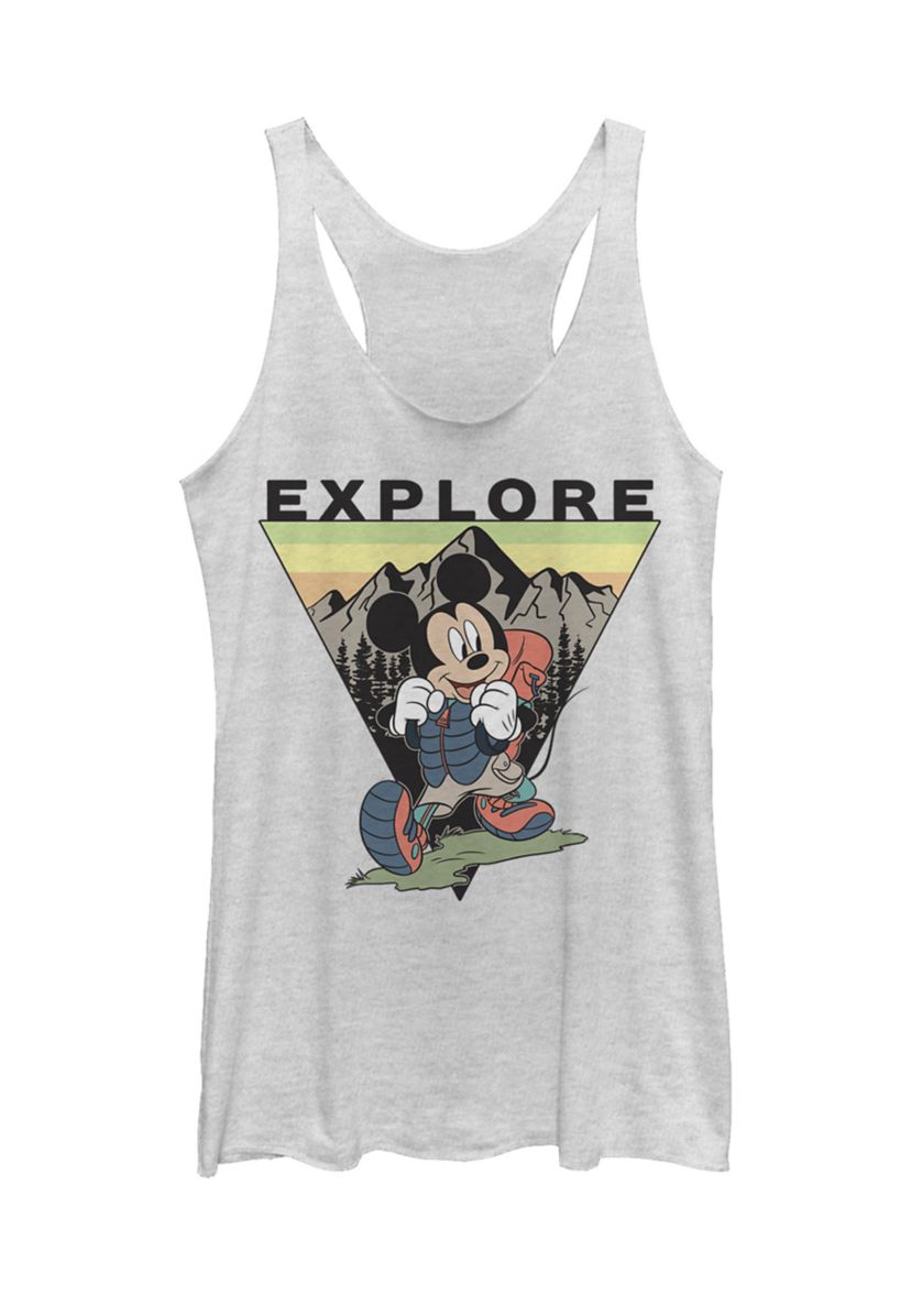 Juniors Licensed Disney Explore Mickey Travel Tank Top