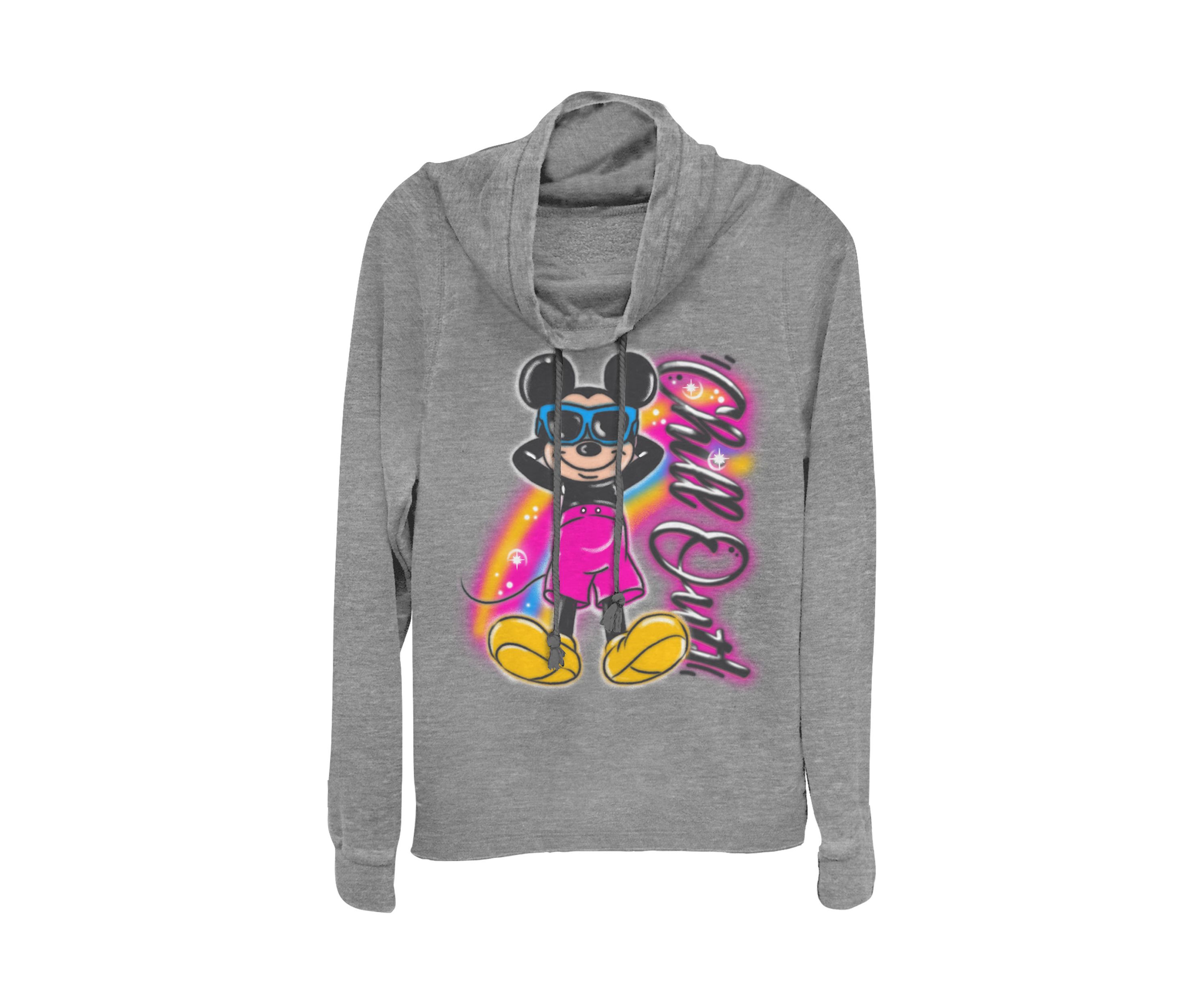 Juniors Licensed Disney Airbrushed Mickey Pullover Top