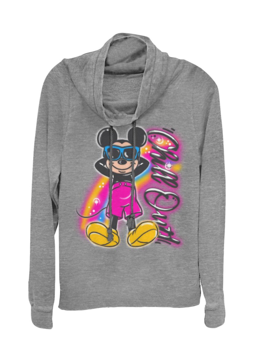 Juniors Licensed Disney Airbrushed Mickey Pullover Top