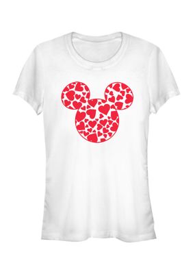 Women's Juniors' Licensed Disney Mickey Hearts Fill T-Shirt