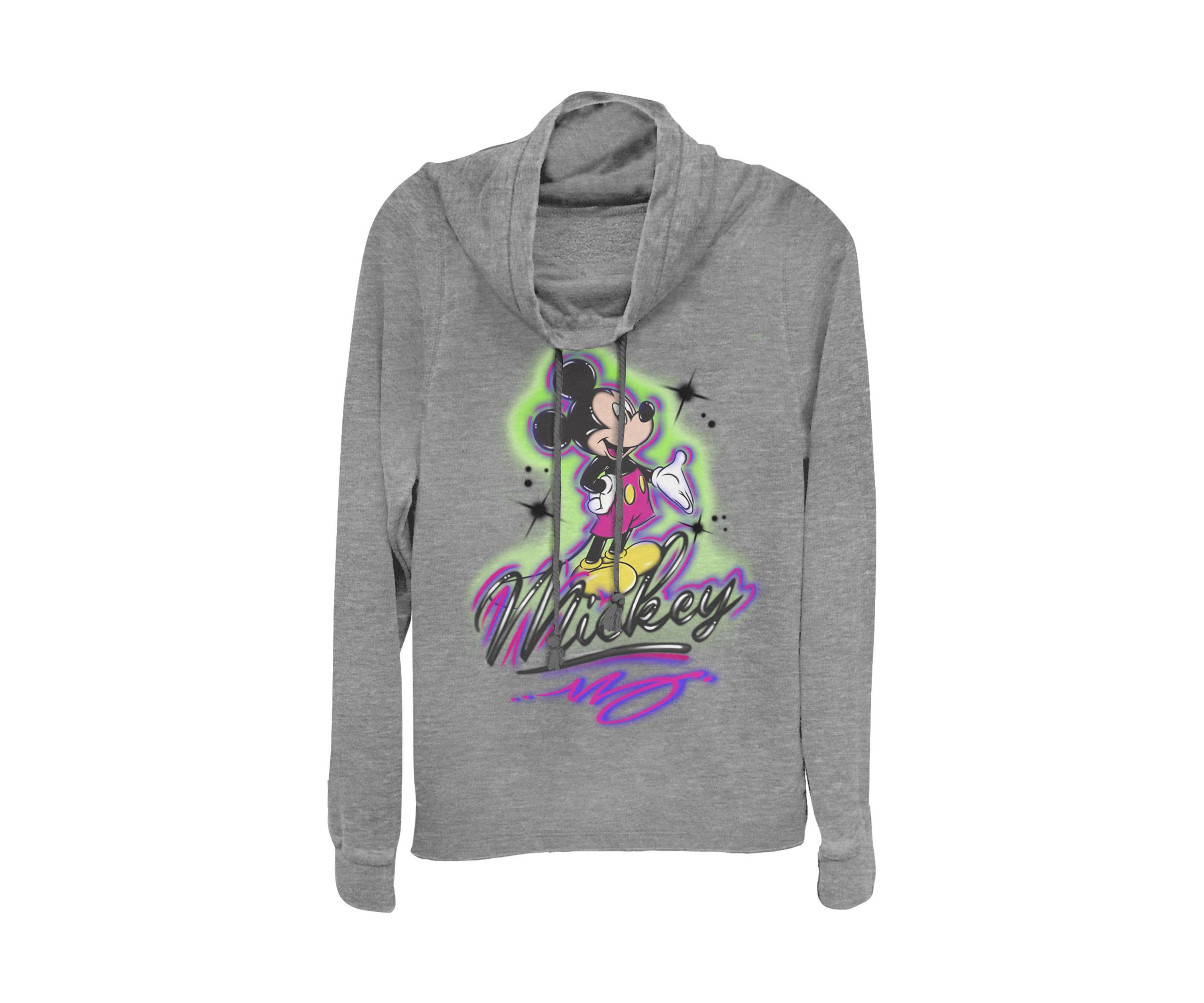 Juniors Licensed Disney Airbrush Mickey Pullover Top
