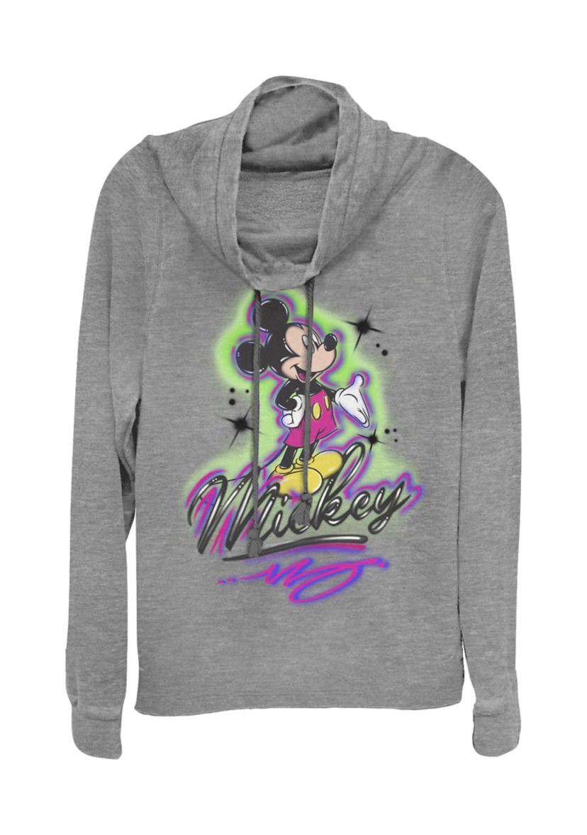 Juniors Licensed Disney Airbrush Mickey Pullover Top