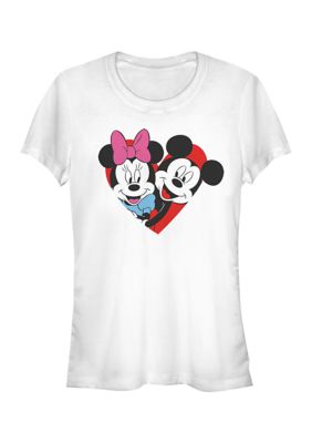 Women's Juniors' Licensed Disney Mickey Minnie Heart T-Shirt