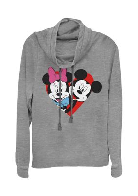 Women's Junior's Licensed Disney Mickey Minnie Heart Pullover Top