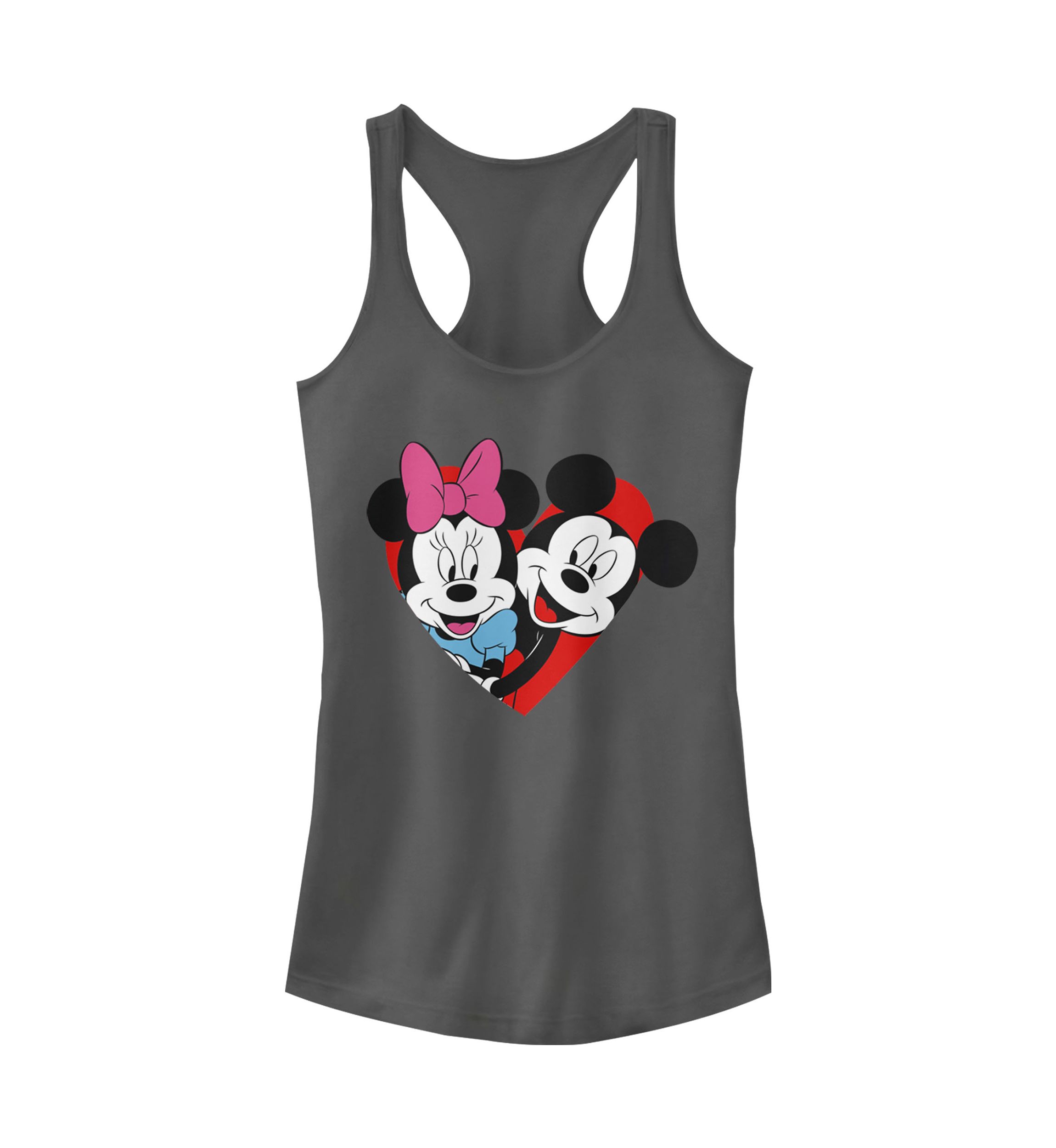 Juniors Licensed Disney Mickey Minnie Heart Tank Top